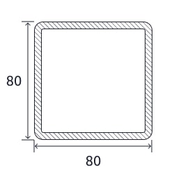 Профильная квадратная труба 80x80x3 мм Ст10 ГОСТ 8639-82 горячекатаная купить в Ярославле